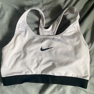 Nike White and Black Sports Bra Moisture-Wicking Racerback
